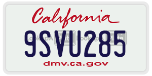 9SVU285 license plate in California