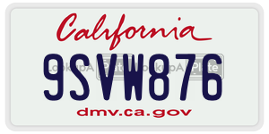 9SVW876 license plate in California