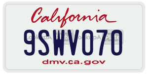 9SWV070 license plate in California