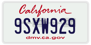 9SXW929 license plate in California