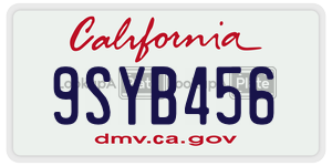 9SYB456 license plate in California