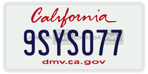 9SYS077  license plate in CA