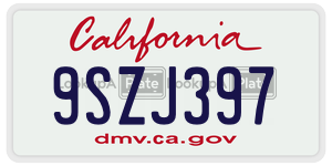 9SZJ397  license plate in CA