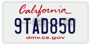 9TAD850  license plate in CA