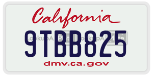 9TBB825 license plate in California