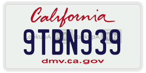 9TBN939  license plate in CA