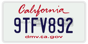 9TFV892 license plate in California