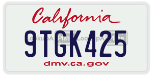 9TGK425 license plate in California