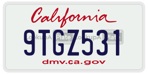 9TGZ531 license plate in California