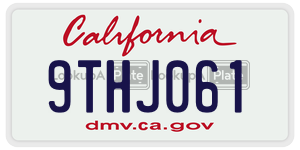 9THJ061  license plate in CA