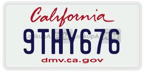 9THY676  license plate in CA