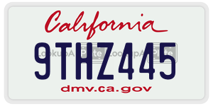 9THZ445 license plate in California