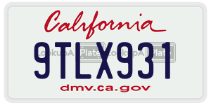 9TLX931  license plate in CA