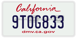 9TOG833 license plate in California