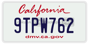 9TPW762  license plate in CA