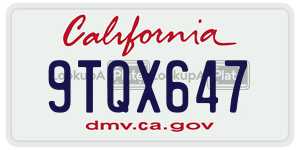 9TQX647 license plate in California