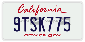 9TSK775  license plate in CA
