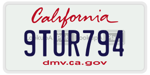 9TUR794  license plate in CA
