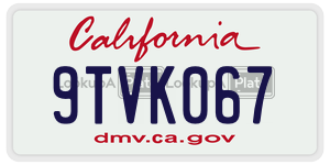 9TVK067 license plate in California