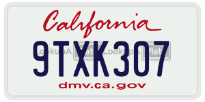 9TXK307  license plate in CA