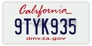 9TYK935  license plate in CA
