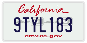 9TYL183 license plate in California