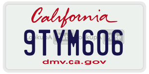 9TYM606 license plate in California