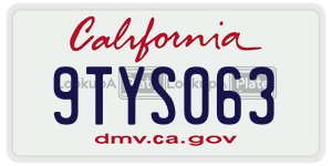 9TYS063  license plate in CA