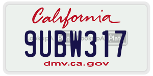 9UBW317  license plate in CA