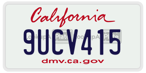 9UCV415  license plate in CA