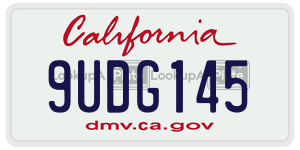 9UDG145  license plate in CA