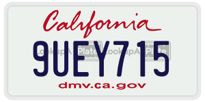 9UEY715  license plate in CA