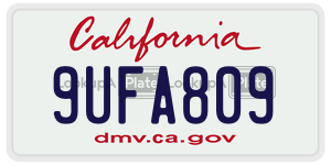 9UFA809 license plate in California