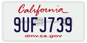9UFJ739  license plate in CA
