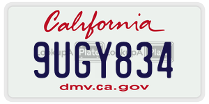 9UGY834  license plate in CA