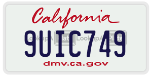 9UIC749  license plate in CA