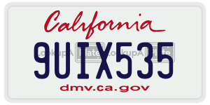 9UIX535  license plate in CA
