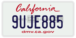 9UJE885 license plate in California