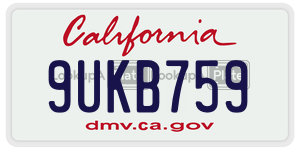 9UKB759  license plate in CA