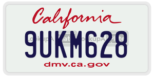 9UKM628 license plate in California