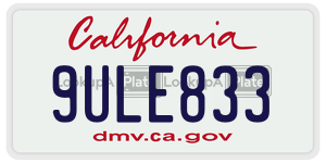 9ULE833  license plate in CA