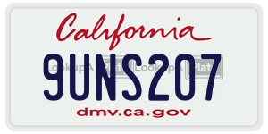 9UNS207 license plate in California