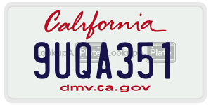 9UQA351  license plate in CA