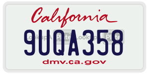 9UQA358  license plate in CA