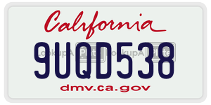 9UQD538  license plate in CA