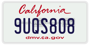 9UQS808  license plate in CA