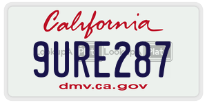 9URE287  license plate in CA
