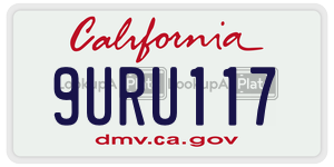 9URU117  license plate in CA