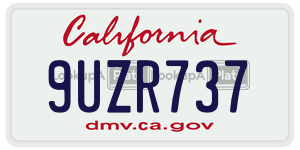 9UZR737 license plate in California