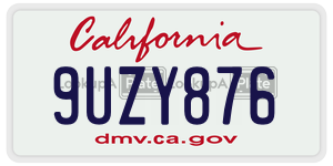 9UZY876 license plate in California